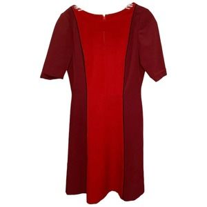 Tahari Arthur S. Levine Women's Dress Career Short‎ Sleeve Red Color Block Sz 4